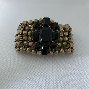 Gold tone beads cuff stretchy bracelet